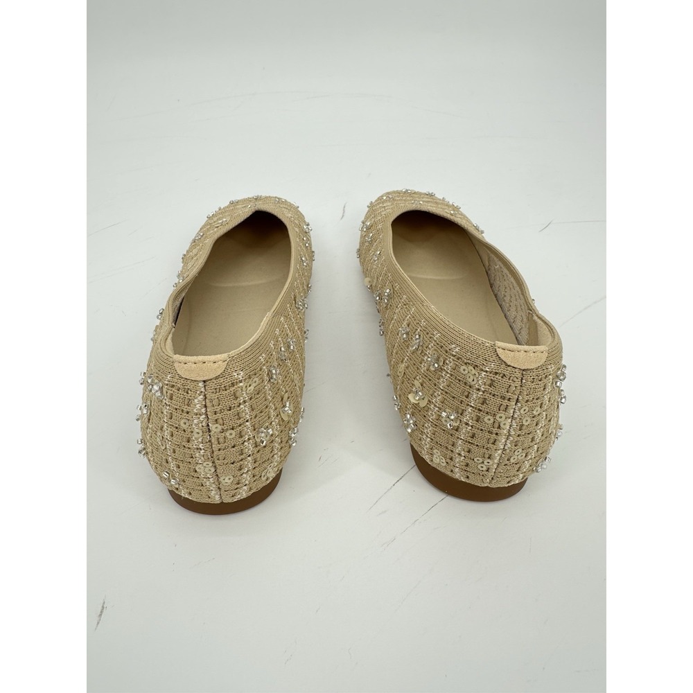 VIVAIA Margot 2.0 Square Toe V-Cut Knit Flats Beige Floral EU 39 US 8 NIB - Picture 5 of 14
